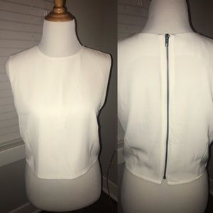 off white crop top with zipper up back size M